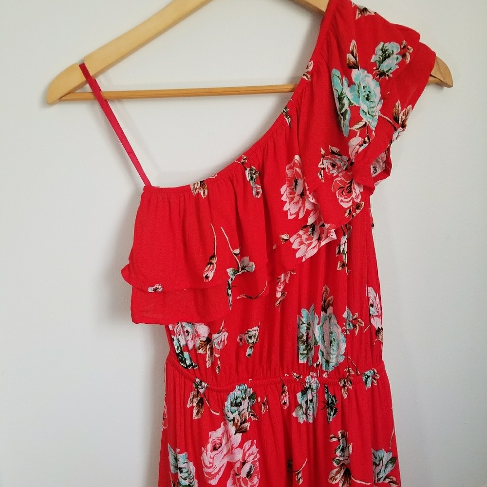 One Shoulder Ruffle Dress floral - Picture 2 of 7